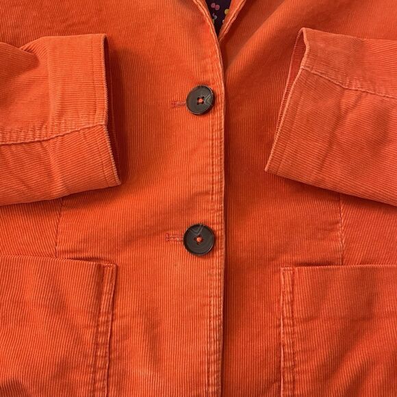 Boden Womens Corduroy Blazer Jacket Size 8R Orange Two-Button Pockets Casual - Picture 4 of 8